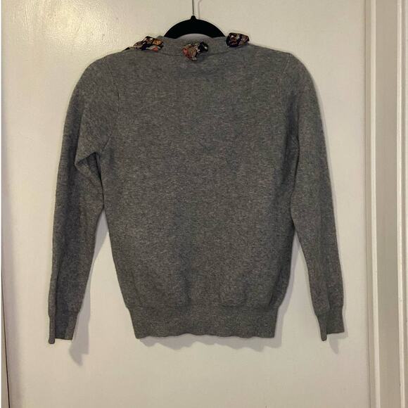 Soft Thick Heather Grey Sweater with Woven Scarf - Picture 2 of 6